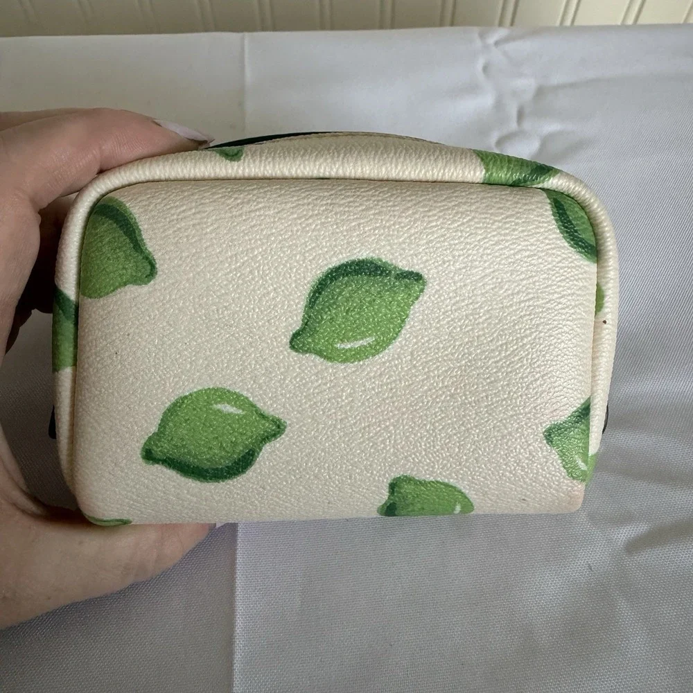 Coach Mini Coated Canvas Zip Around Coin Makeup Cosmetic Pouch Bag Lime Green
